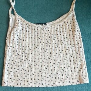Rare Brandy Melville floral Skylar tank with white bow